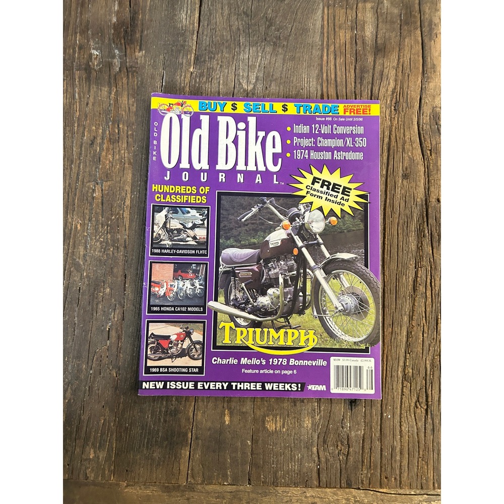 Old Bike Journal Issue #66 Triumph Bonneville Vintage Motorcycle Magazine 1996